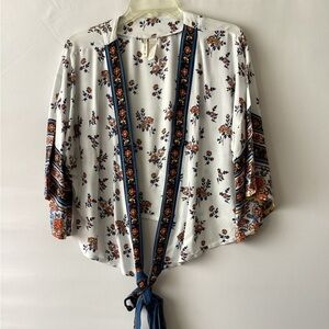 Japna short sleeve open front Floral Kimono Cardigan